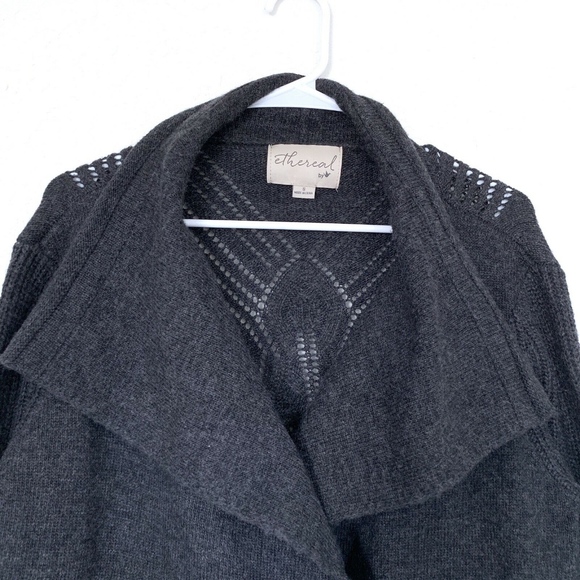 Ethereal Paper Crane Gray Knit Cardigan Sweater - Picture 2 of 8